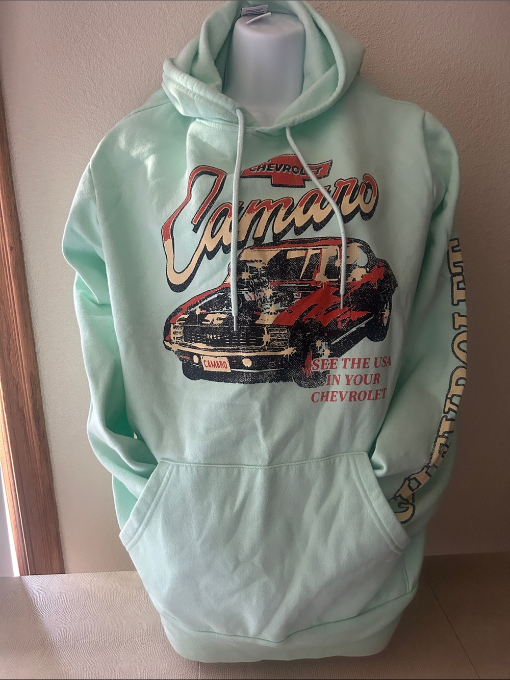 Camaro Mint Green Graphic Hoodie - Sweater